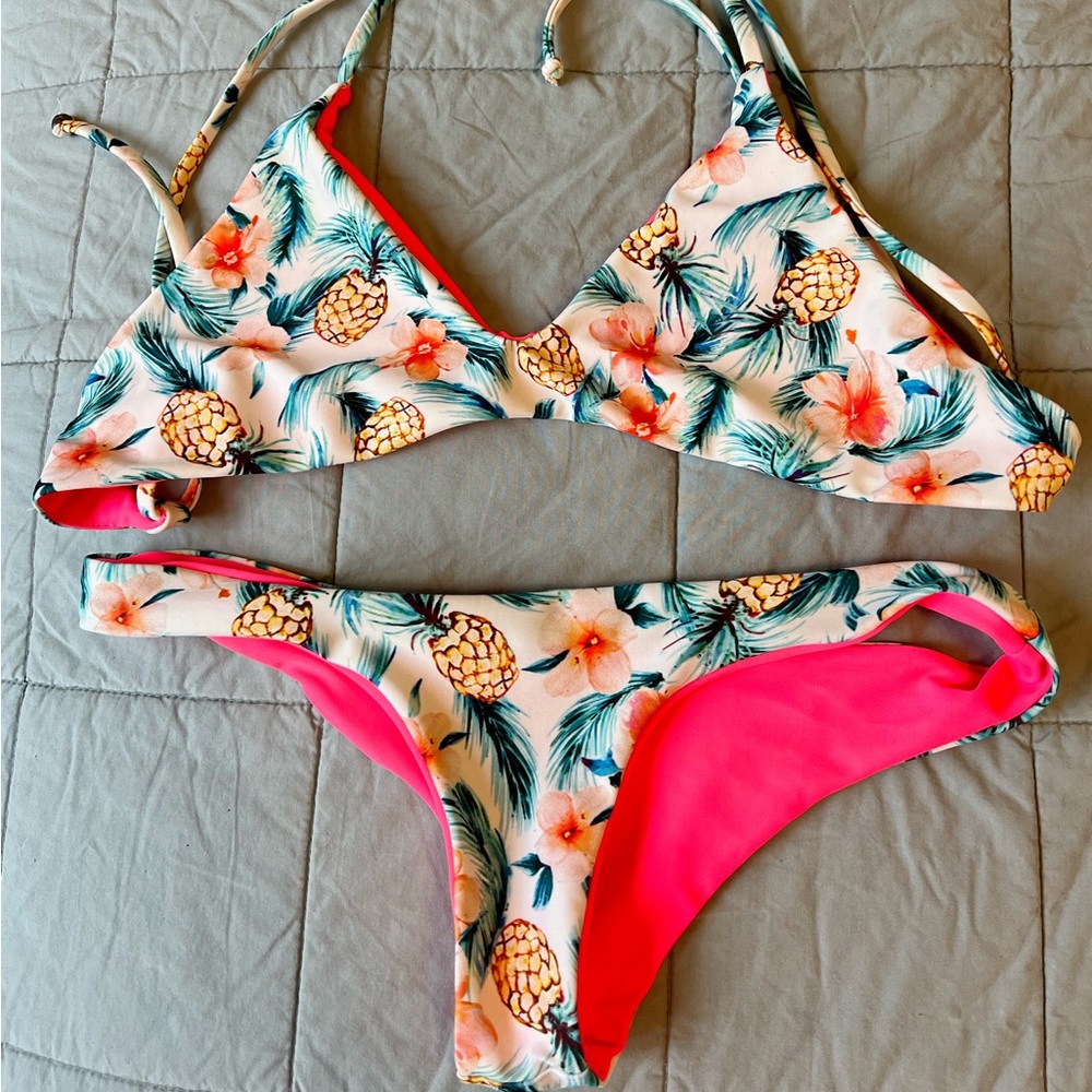 Zennor reversible pineapple palms bikini set